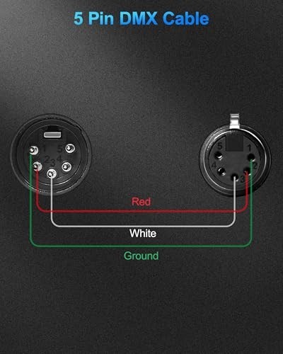 50FT 5 Pin DMX Cable 2 Pack - 3 Conductors for Stage Lighting & DJ Controller