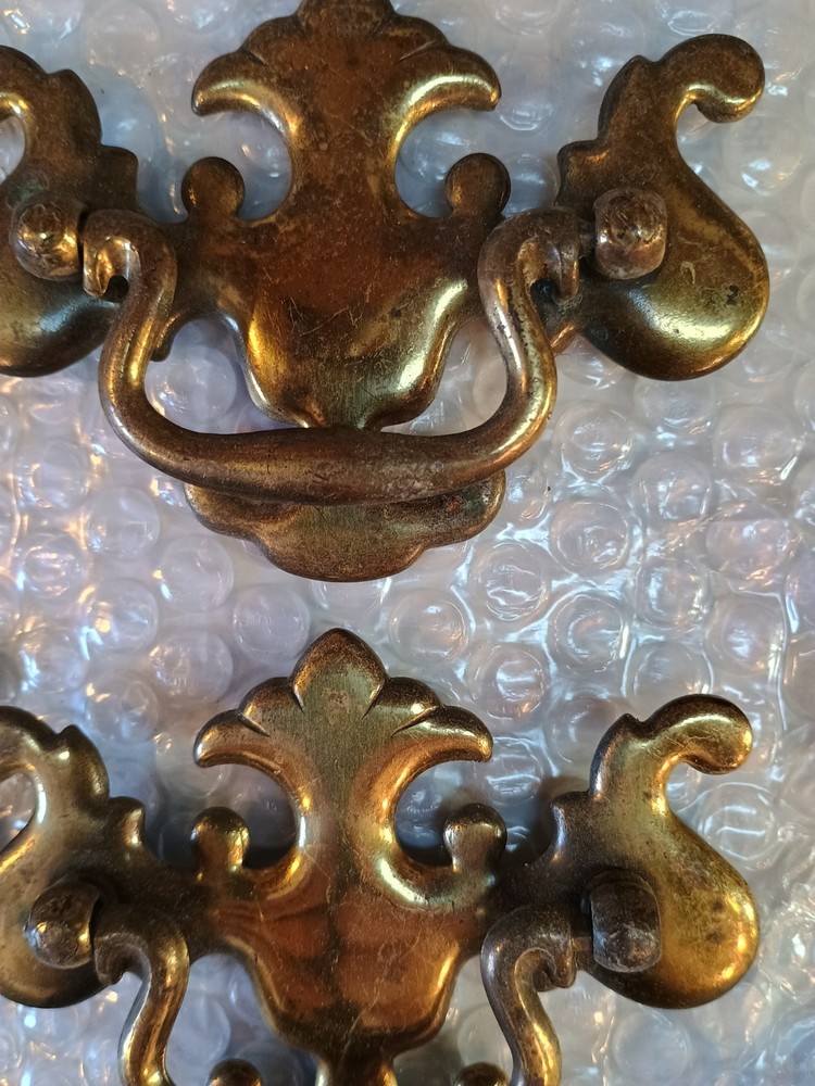 Set Of Six Vintage Brass Pulls 2.5 Centers