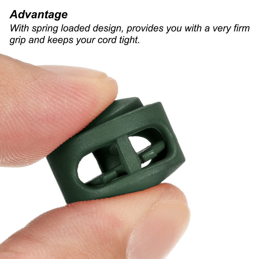 Cord Locks, 30 Pack Round Spring Toggle Stopper, Dark Green