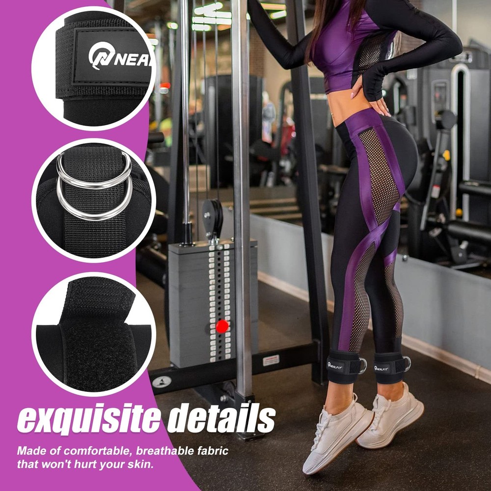 Ankle Strap for Cable Machine, Gym Ankle Cuff for Kickbacks, Leg Extensions, ...