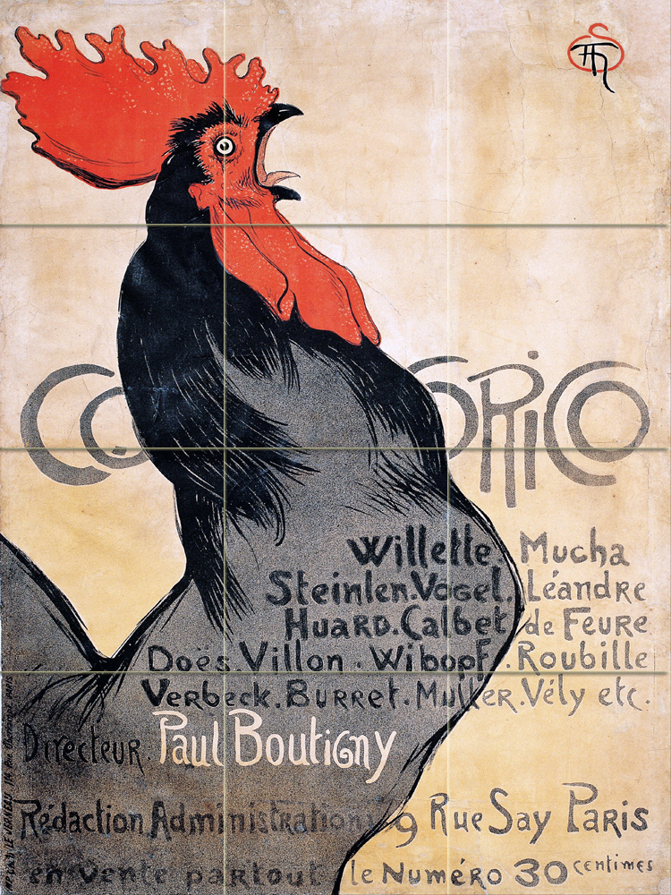 Rooster Art Deco Steinlen Mural Ceramic Decor Tile Kitchen #2299