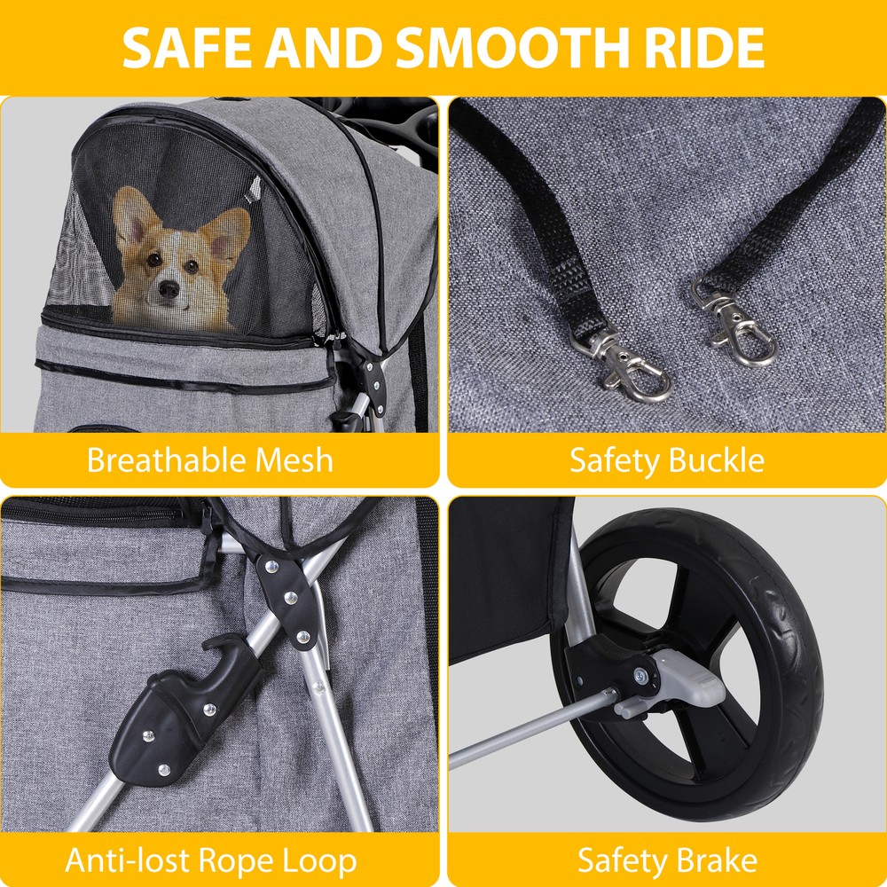 Pet Stroller for Medium Small Dogs Foldable 4 Wheels Dog Strollers Lightweight