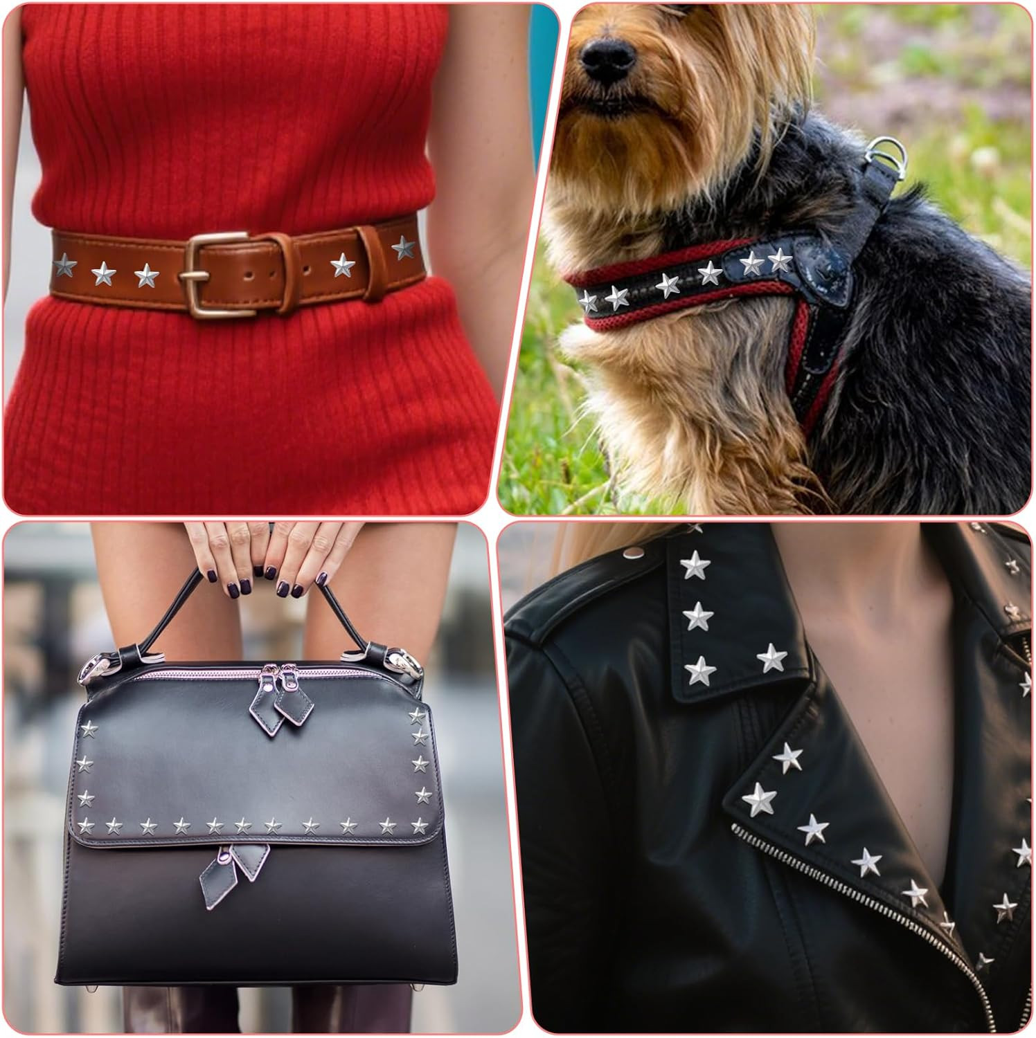 150 PCS Silver Star Studs for Clothing and Bag Decoration