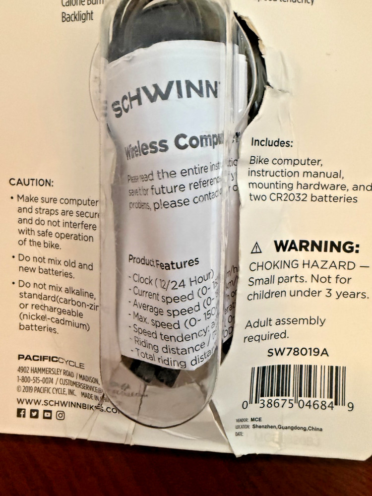 Schwinn ~ 11 Function Wireless Computer "New in pkg"