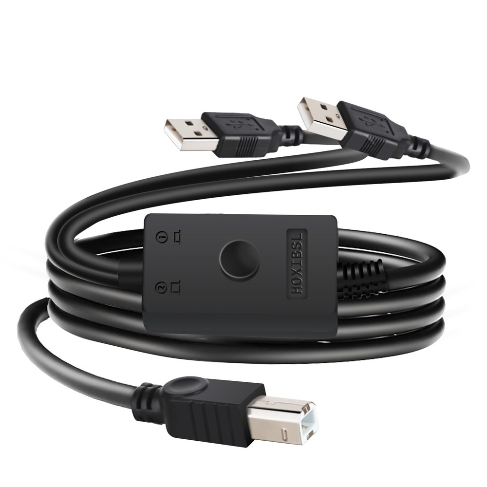 HOXIBSL 14.7FT Printer Cable Splitter 2 in 1 Out,Printers with Toggle...