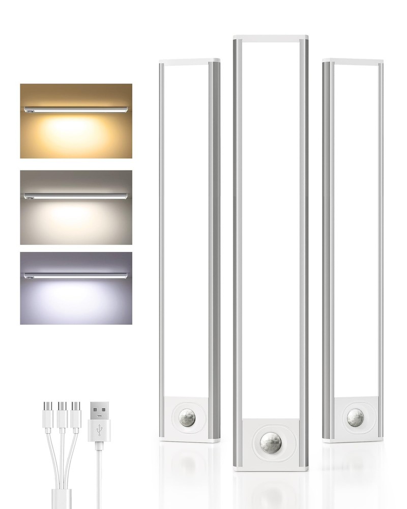 Under Cabinet Lighting Wireless,Rechargeable Battery Motion Sensor Light Indo...