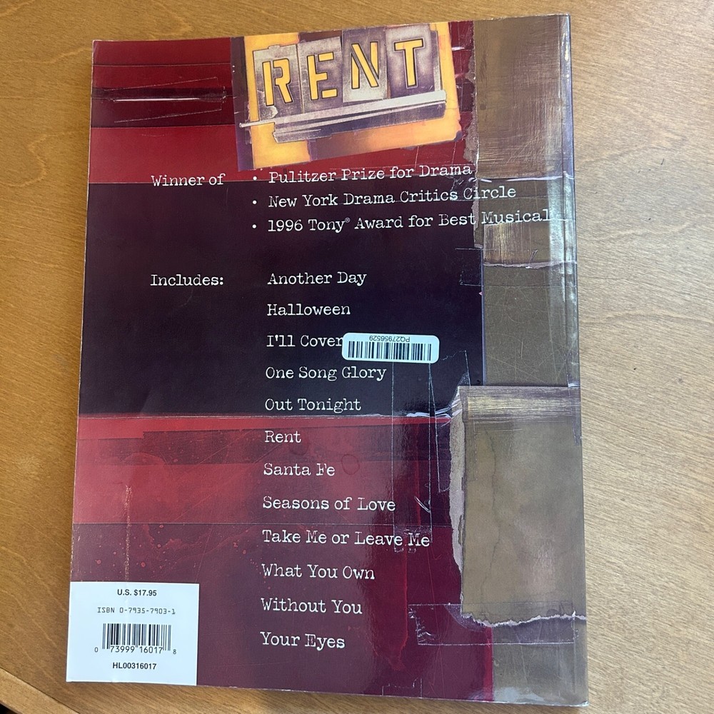 RENT Musical Easy Piano Book