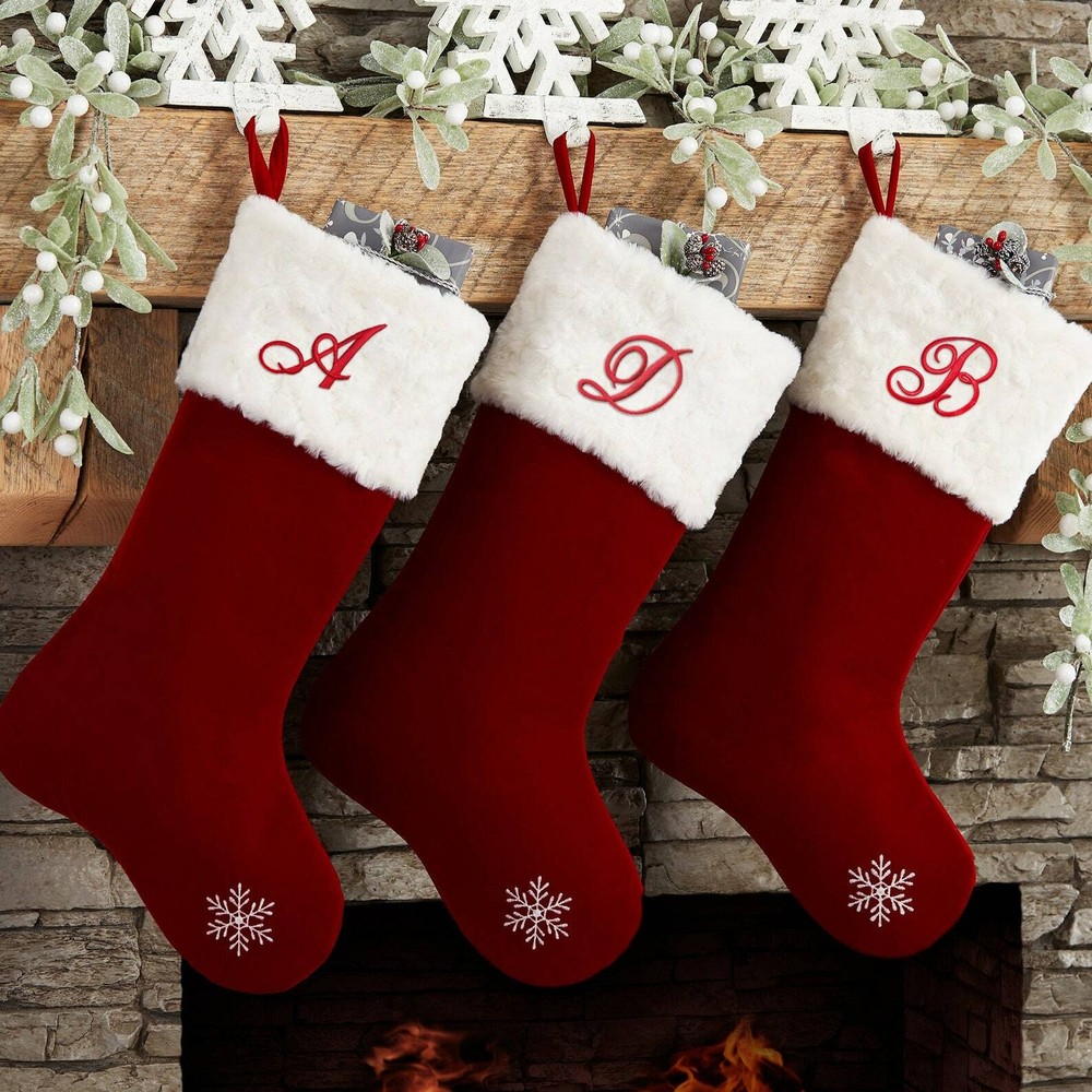 Christmas Stocking Letters - Iron On Monogram Script Letter Patches