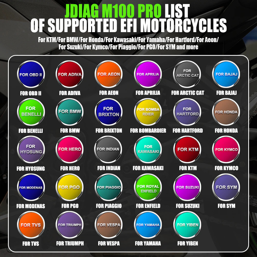 JDiag M100 Motorcycle Detector Scanner Code Reader Diagnosis Tool Battery Tester