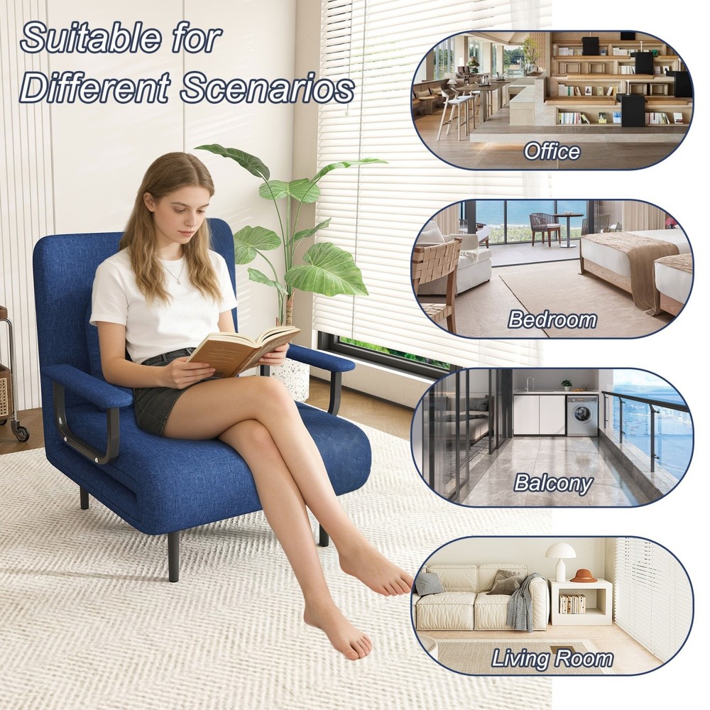 Convertible Sofa Bed Folding Sofa Chair with Adjustable Backrest for Small Space