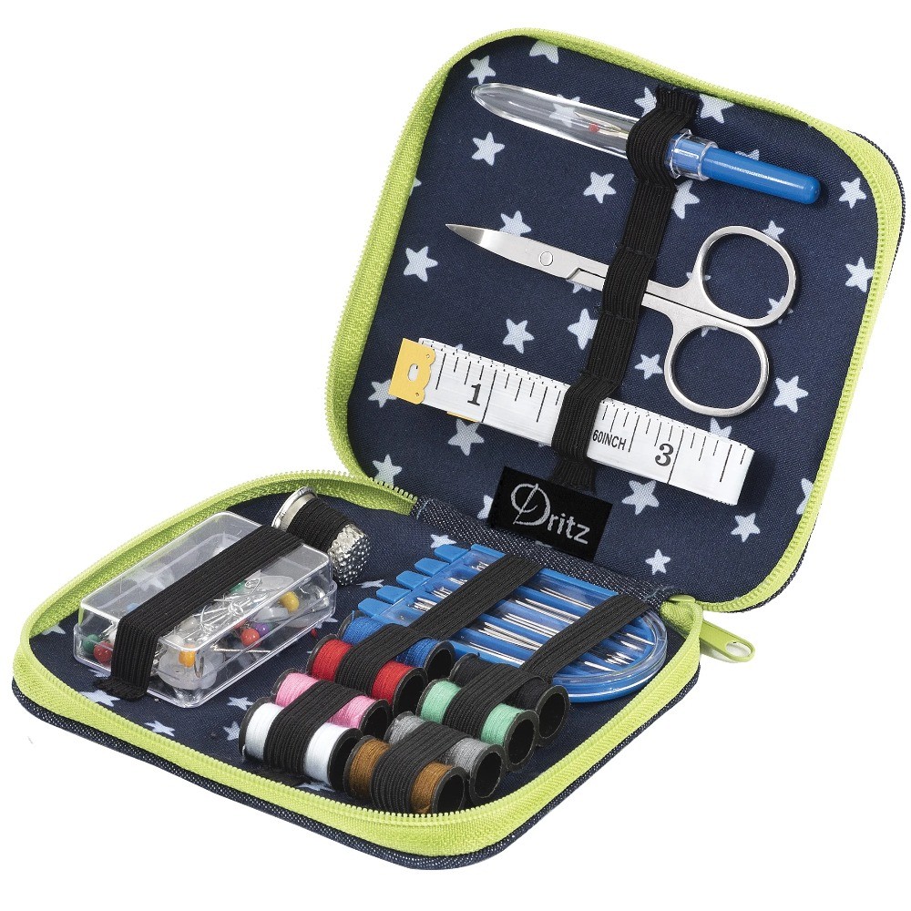 Dritz Denim Sewing Kit, Essential Sewing Tools, Navy & Green