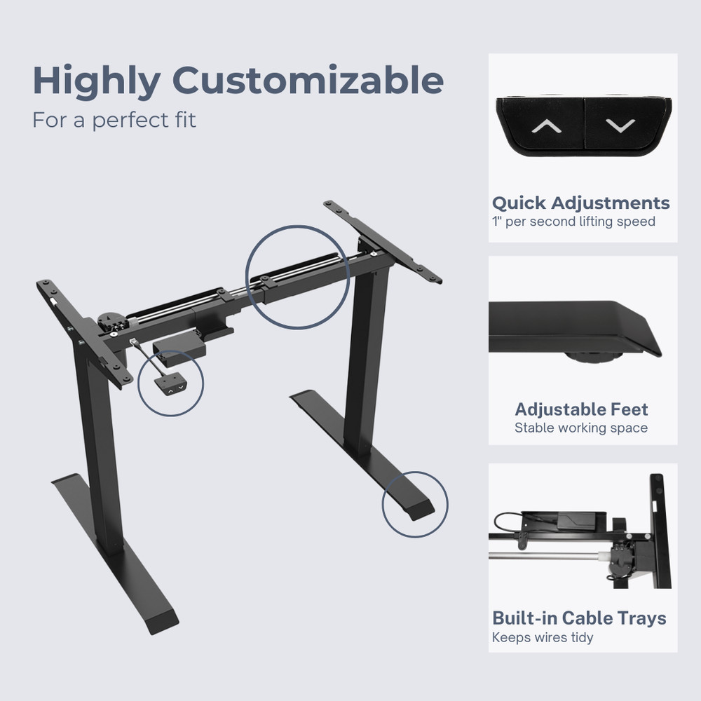 Electric Sit to Stand Adjustable Desk Frame w/ Button Controller Black & White