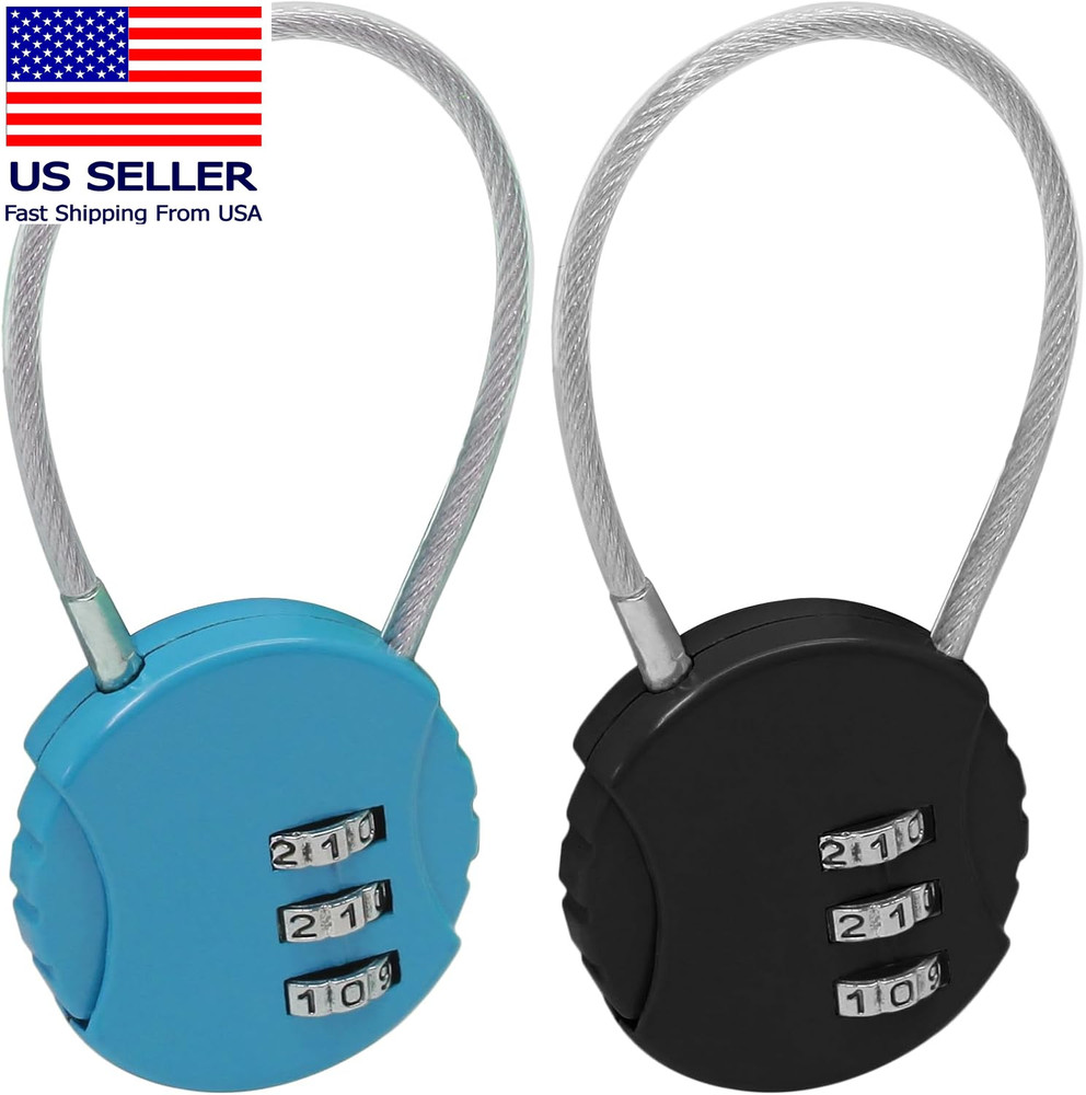 2 Pack 3 Digit Combination Lock - Outdoor Waterproof Padlock - Mini Combination