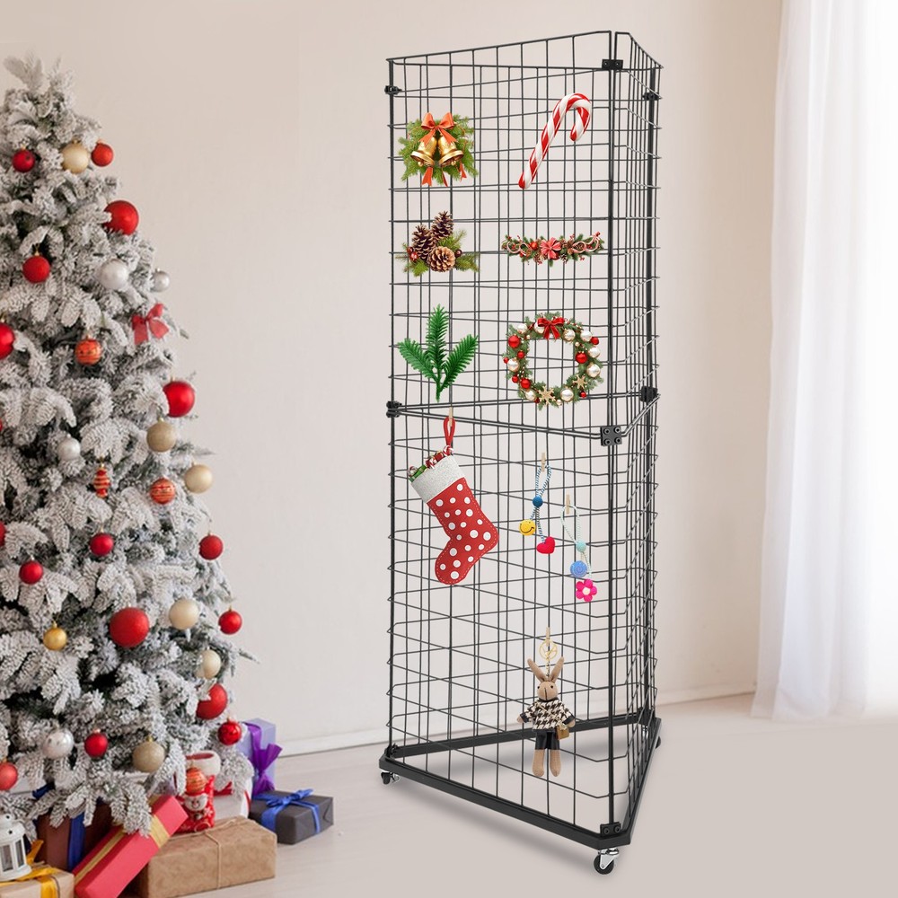 Wire Grid Panel Tower Triangle Display Stand Wire Grid for Retail Display Rack