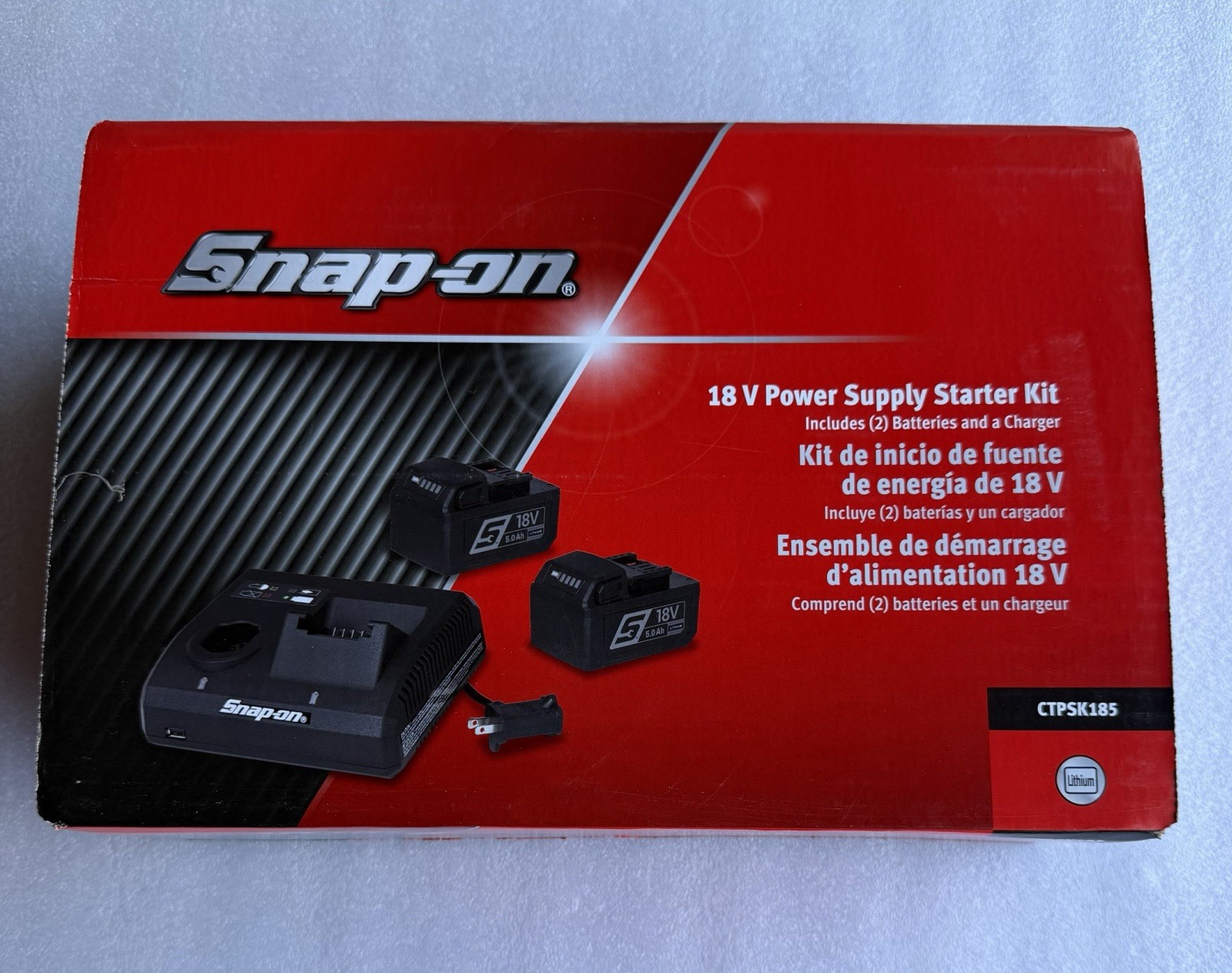 Snap On CTPSK185 18v 5Ah Power Supply Kit( 2pc CTB185 + CTC131A Charger)