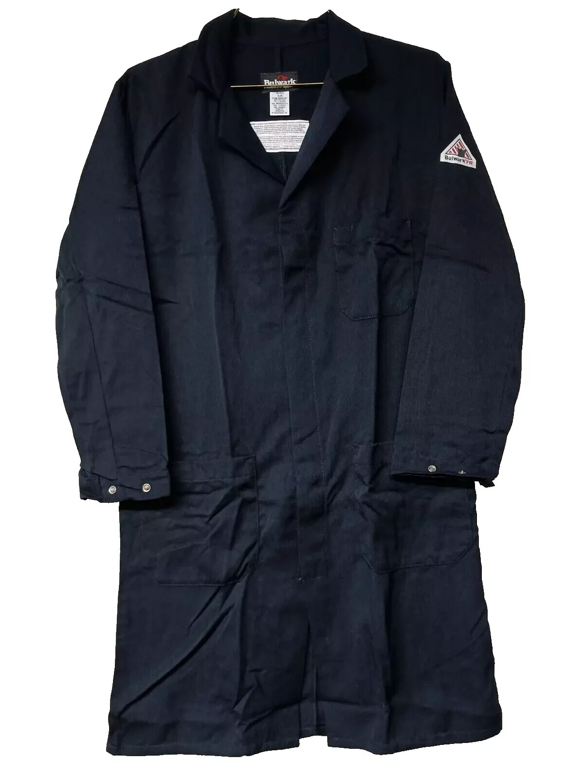 Bulwark FR Concealed Snap-Front Lab Coat Flame Resistant Blue NEW