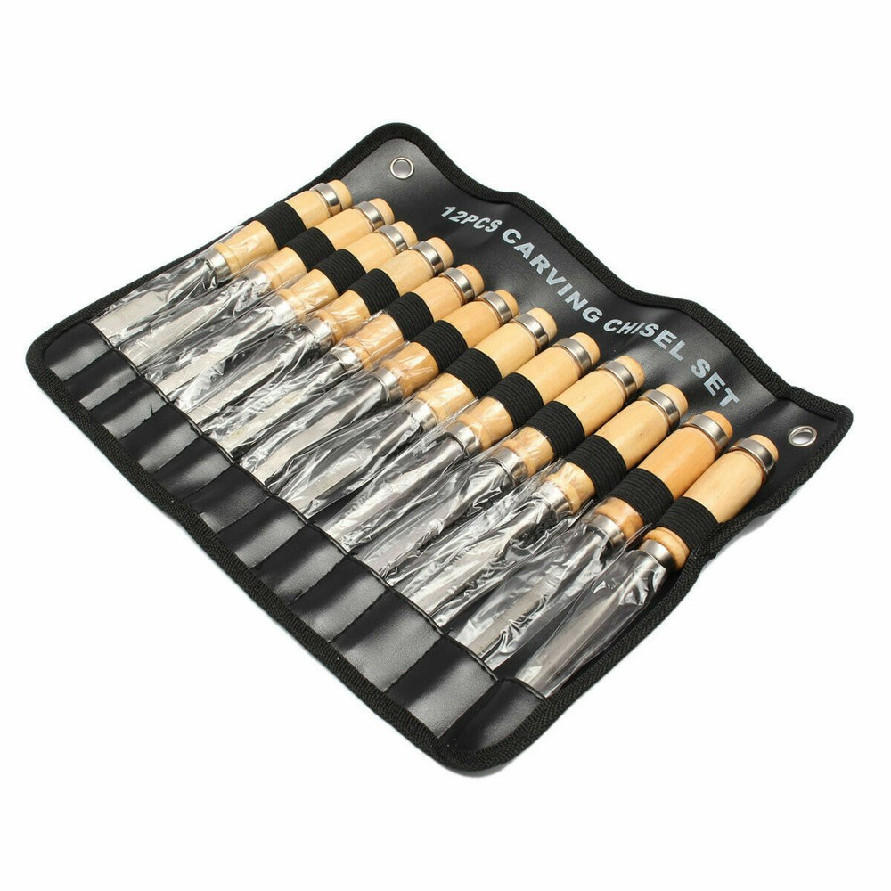 12Pcs Wood Carving Hand Chisel Tool Set Woodworking Professional Carft Gouges