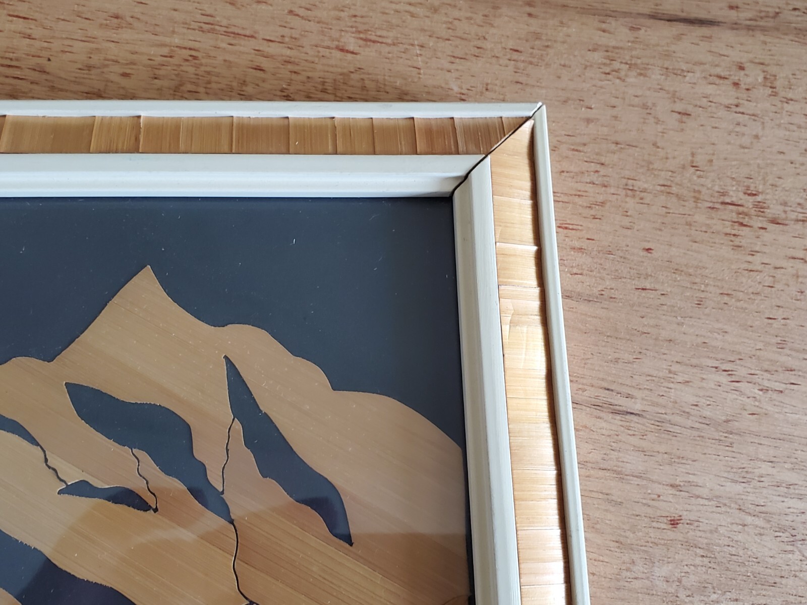 Mountain Scene Church Wall Art Hanging Decor Unsure Unusual Vintage Bamboo Inlay