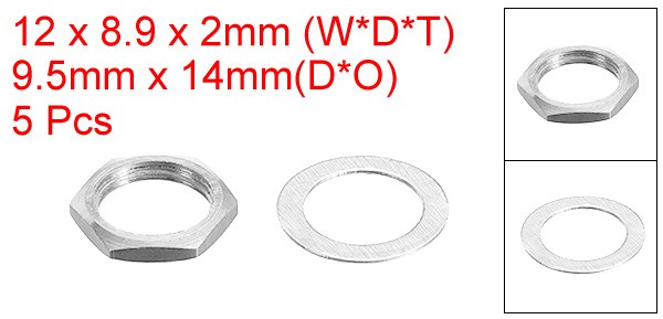 5 Set Guitar Nuts and Washers 3/8" Input Output Jack Socket Nuts Silver