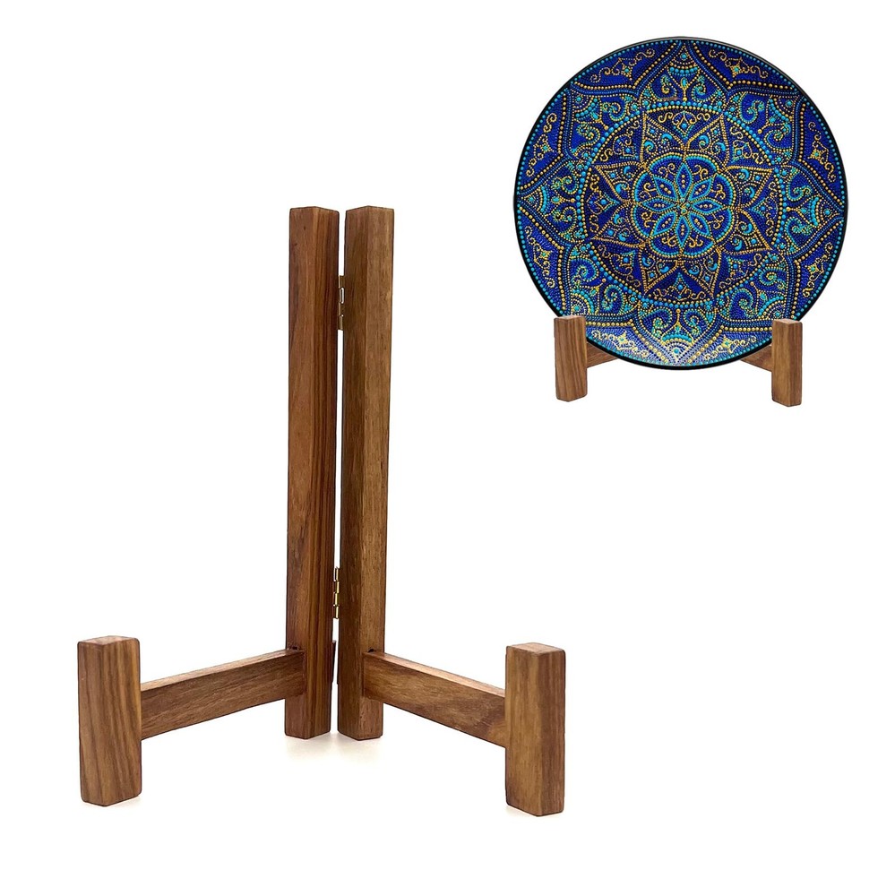 Plate Stands for Display, 7 Inch Plate Holders for Displaying, Rustic Solid W...