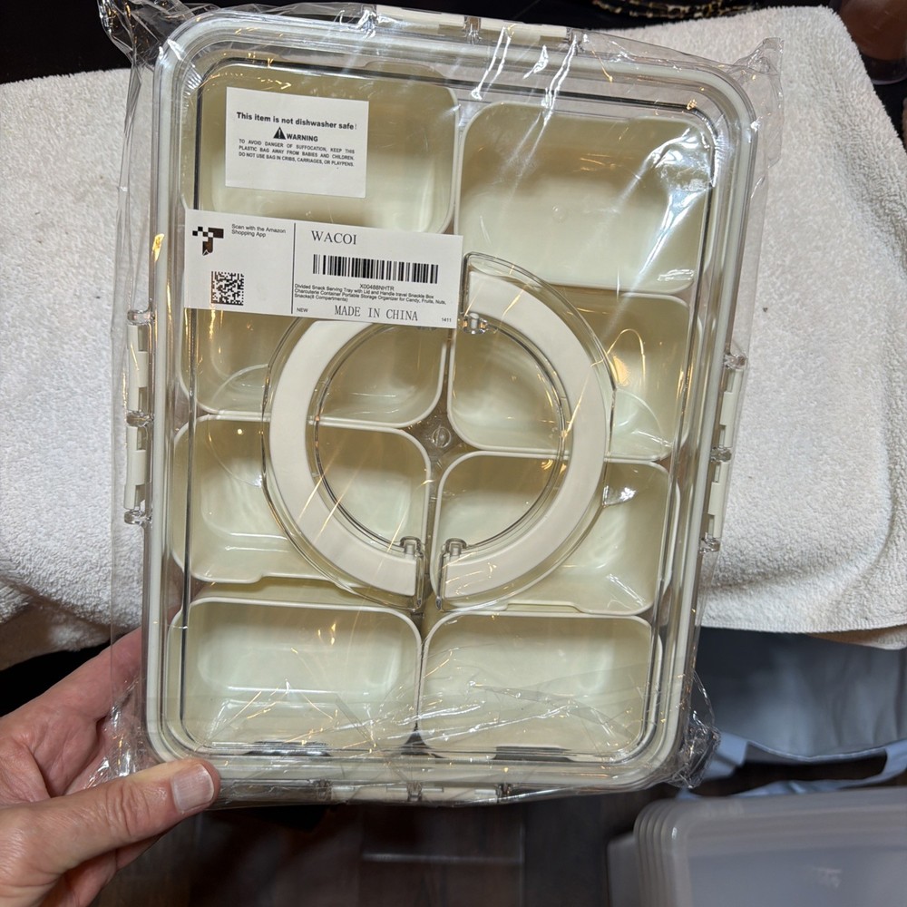 WACOI Snack Serving Tray Lid Handle White