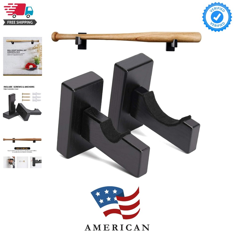 2PCS Baseball Bat Display Case, Baseball Bat Hanger Holder, Wall Mount Baseba...