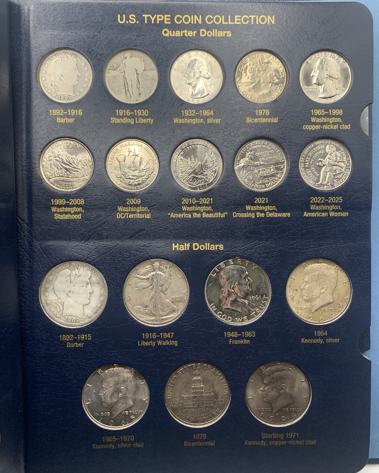 COMPLETE US 20th & 21st Century Type Coin Set W/Album SILVER BU COINS 26-S Peace