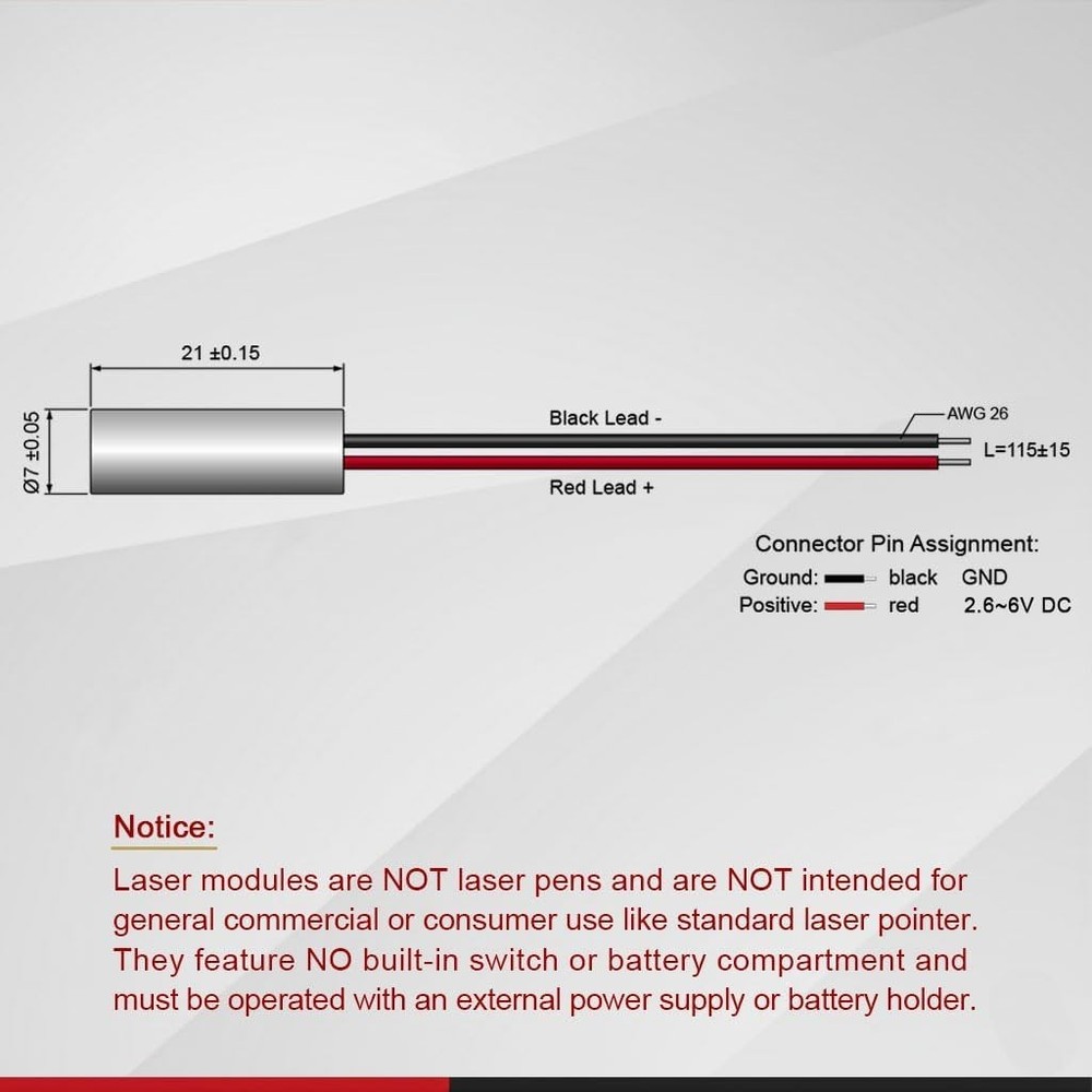 Durable Red Dot Laser Module - 650nm, Automatic Operation, 5,000-Hour Life