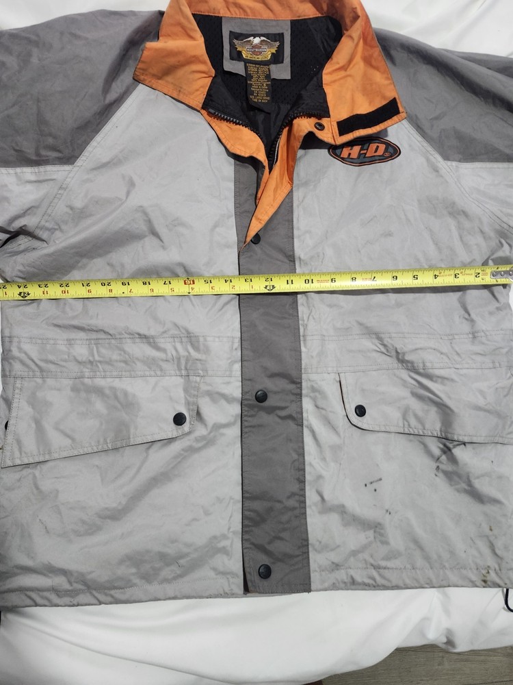 Harley Davidson PVC Reflective Packable Motorcycle Rain Wind Jacket Large L