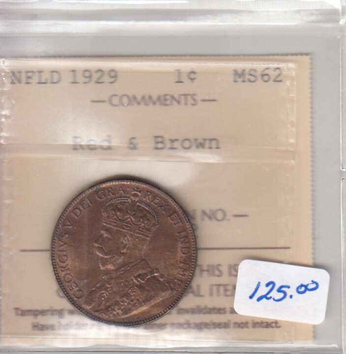 1929 Newfoundland One Cent - ICCS MS62 - XCZ 032