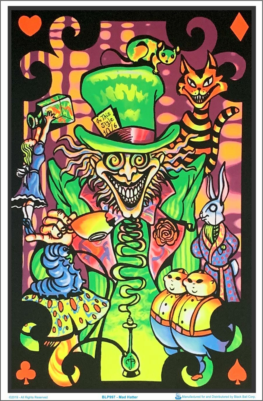 Mad Hatter Blacklight Poster, 23 inches x 35 inches