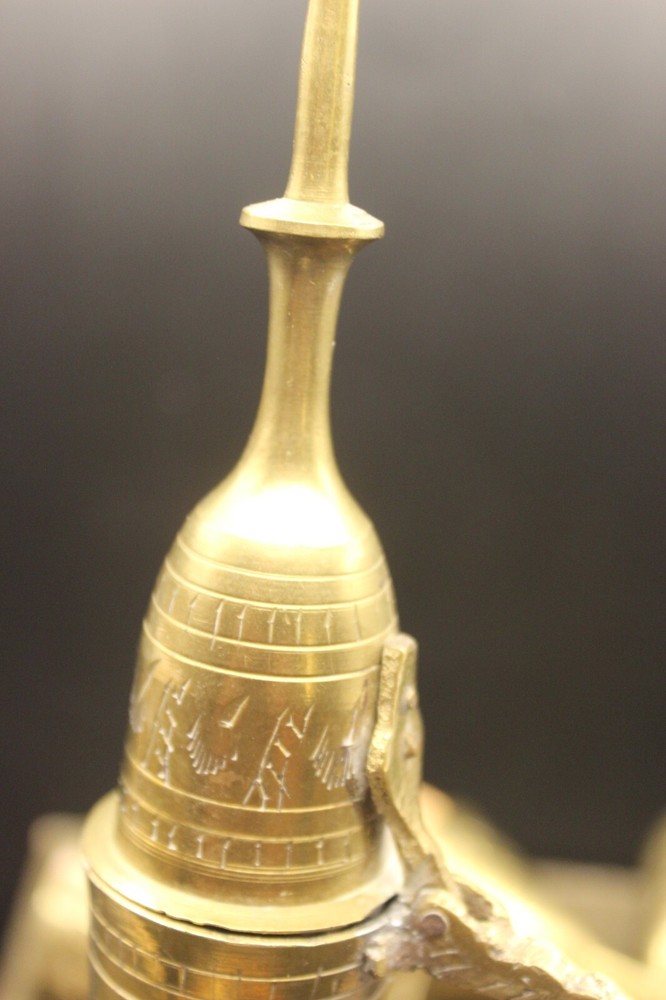 Brass Tea Pot Hinged Lid + 4 Goblets Indian Middle Eastern Service Set