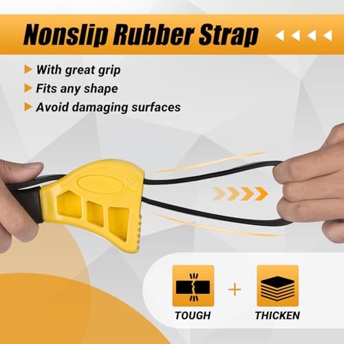 Strap Wrench Set, 2 Pack Adjustable up to 4" and 6" in Diameter, Rubber Strap