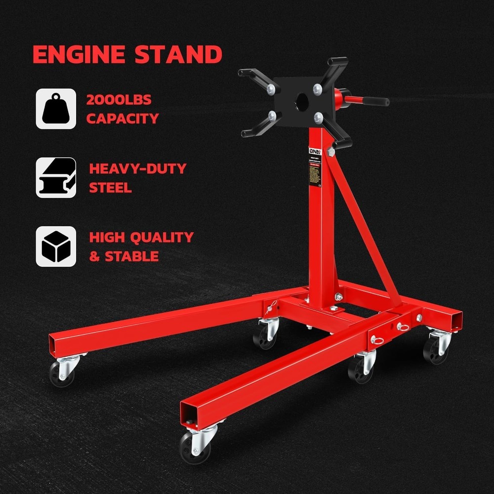 Foldable 2000LB Engine Motor Stand with 360° Rotation & 6 Casters for Mobility