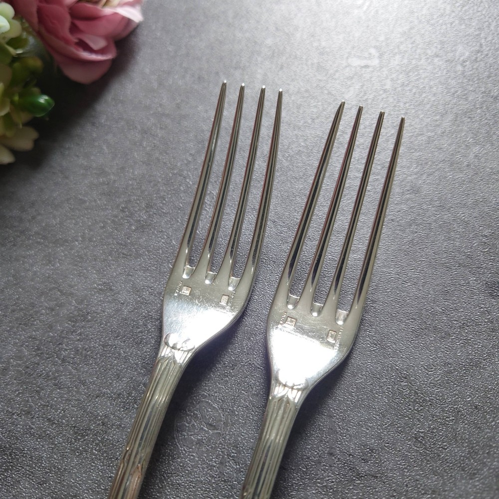 Christofle Rubans 2pcs Silverplate Flatware Dessert Fork Excellent