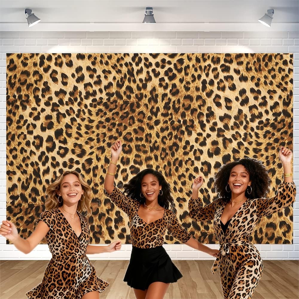 Leopard Print Backdrop Wall Banner Leopard Pattern Photography Background for...