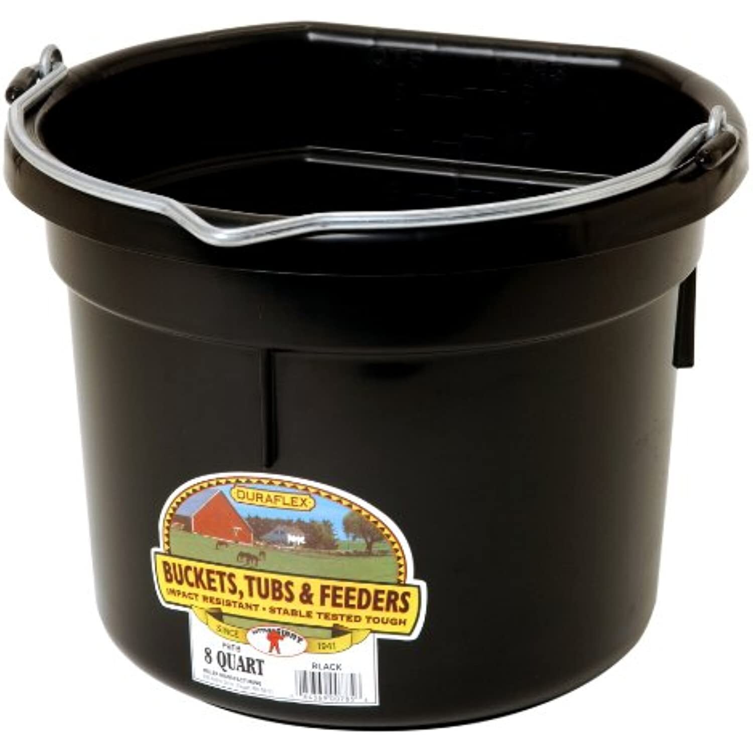 Little Giant Plastic Animal Feed Bucket (Black) Flat Back Plastic Feed Bucket