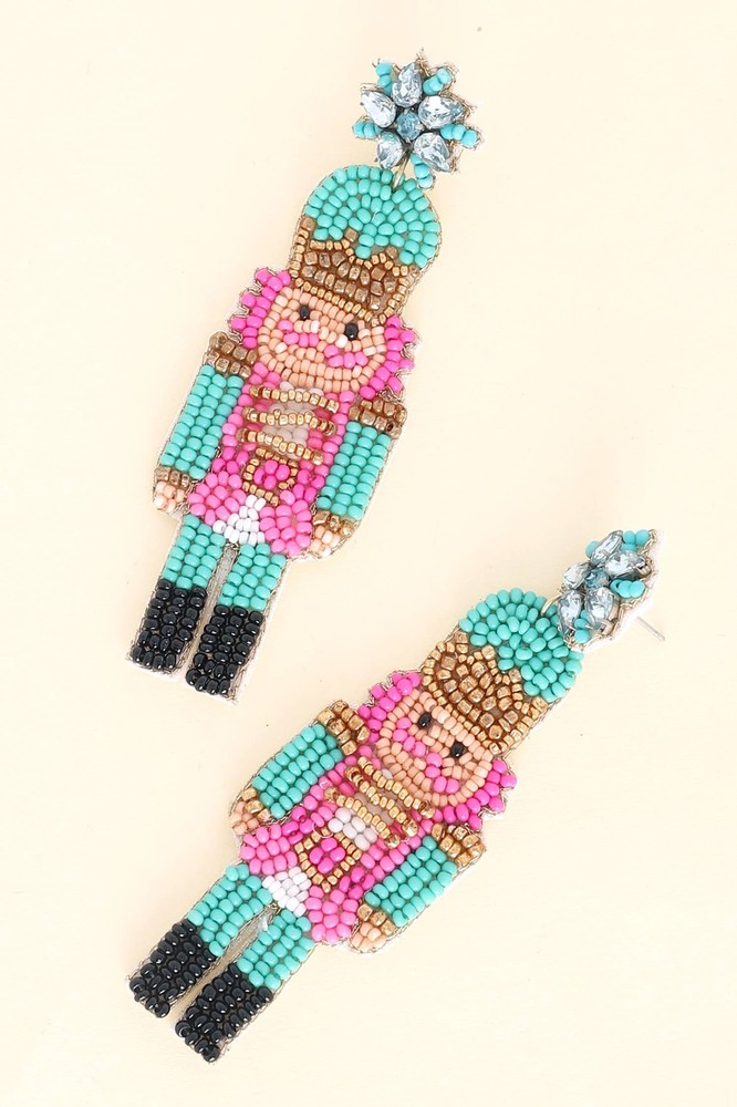 Nutcracker Christmas Beaded Drop Earrings