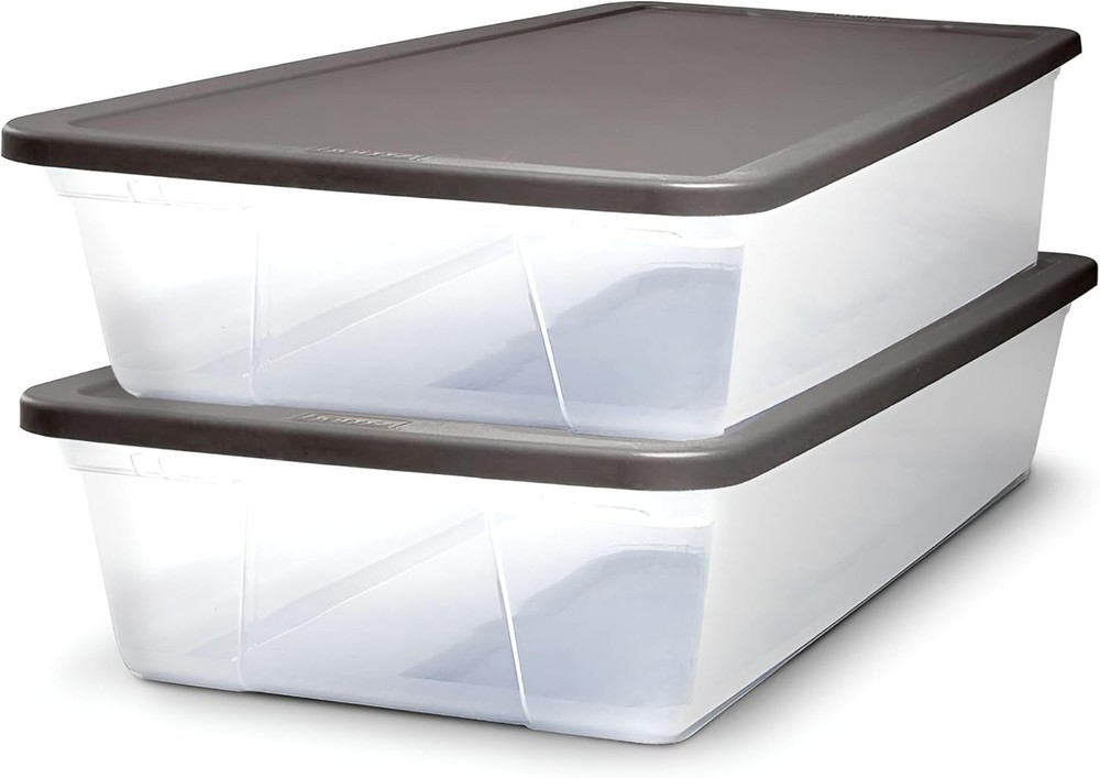 2-Pack 28 Qt Stackable Storage Bins with Lids – Clear Plastic Organizer for H...