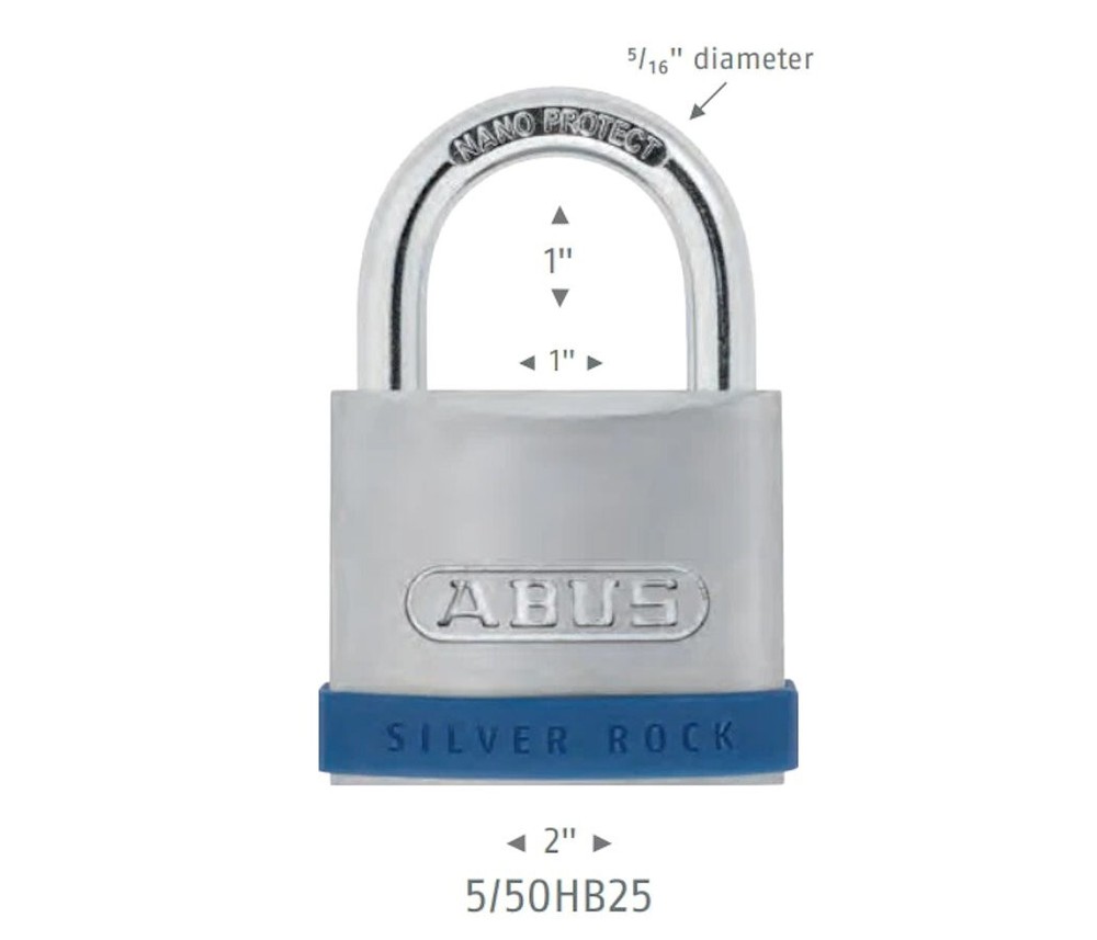 ABUS Silver Rock 5/50 Job Box Padlock Keyed Different