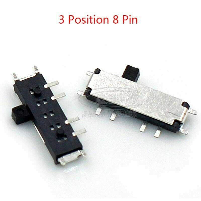 Micro Slide Switch 3 Position 8 Pin Mini SMD Switch PCB Panel Mount 1.5mm Handle