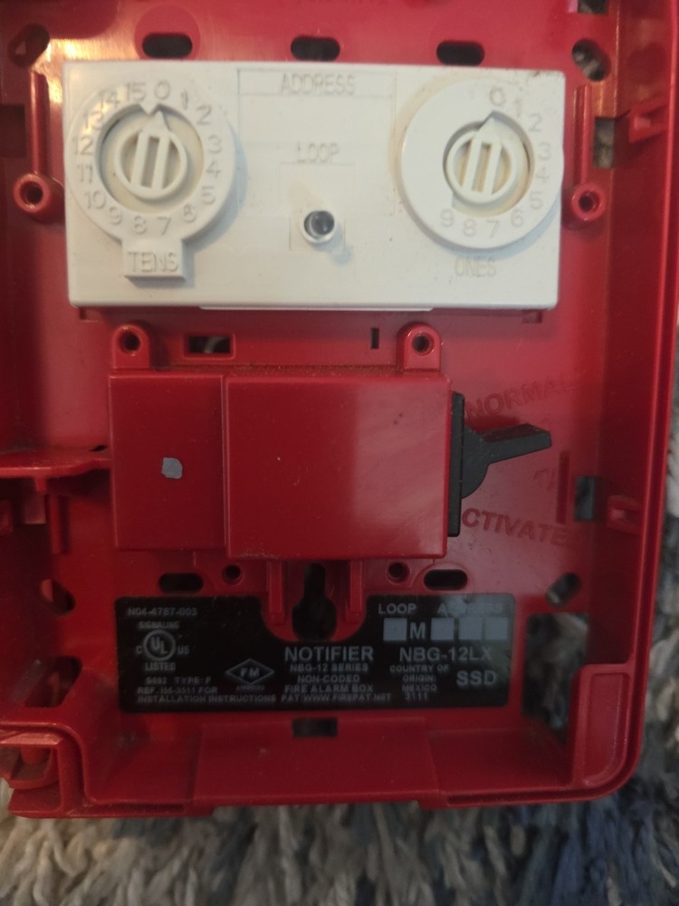 Notifier NBG-12LX Addressable Fire Alarm Pull Station USED