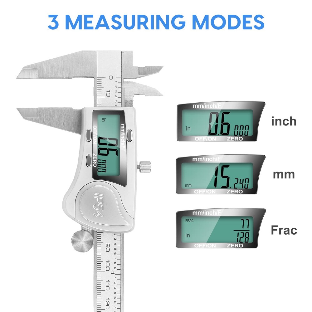 Digital Caliper Measuring Tool, IP54 Waterproof Electronic Micrometer Caliper, S
