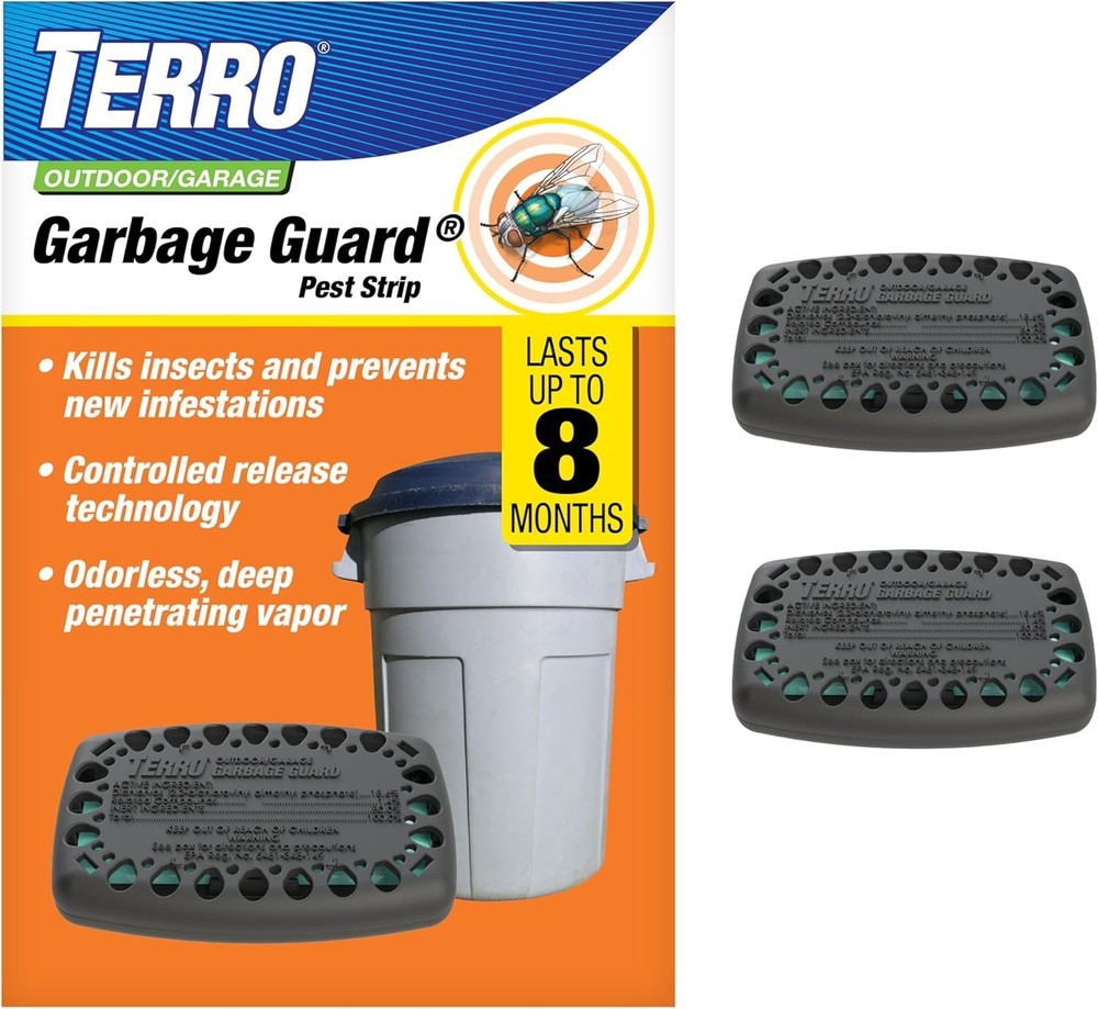 Terro T800 Garbage Guard Trash Can Pest Strip - Flies, Roach, Maggots - 2 Pack