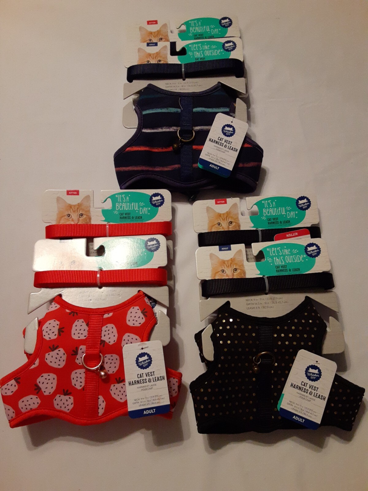 Whisker City Cat Kitten Vest Harness with Leash Set - Adult & Kitten Sizes