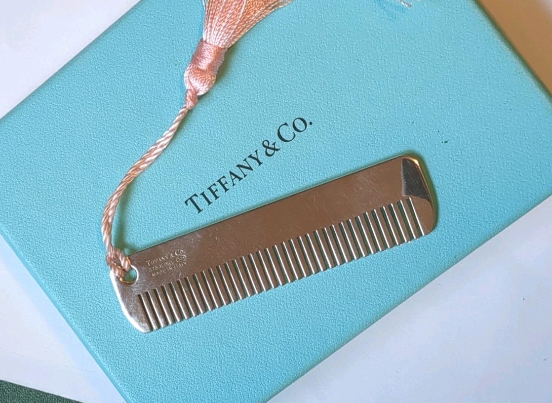 Tiffany & Co Sterling Silver Baby Comb 925 Italy Monogrammed Vintage