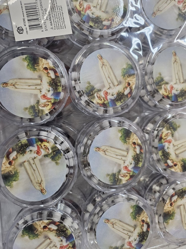 Set Of 12x Our Lady of Fatima White Wood Rosaries Virgen Fatima Rosario Gift New