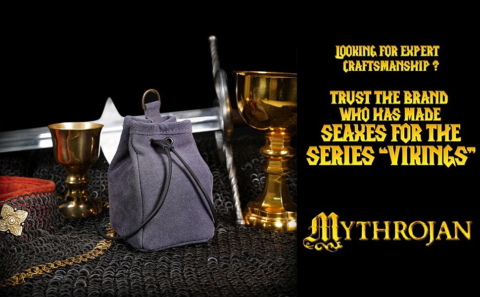 Medieval Belt Pouch Renaissance Accessories Suede Bag for LARP Cosplay - Blue