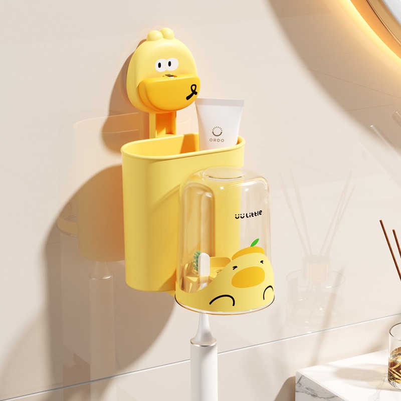 Suction Cup Toothbrush Holder Wall Mount No Drill Bathroom Toothpaste Rack