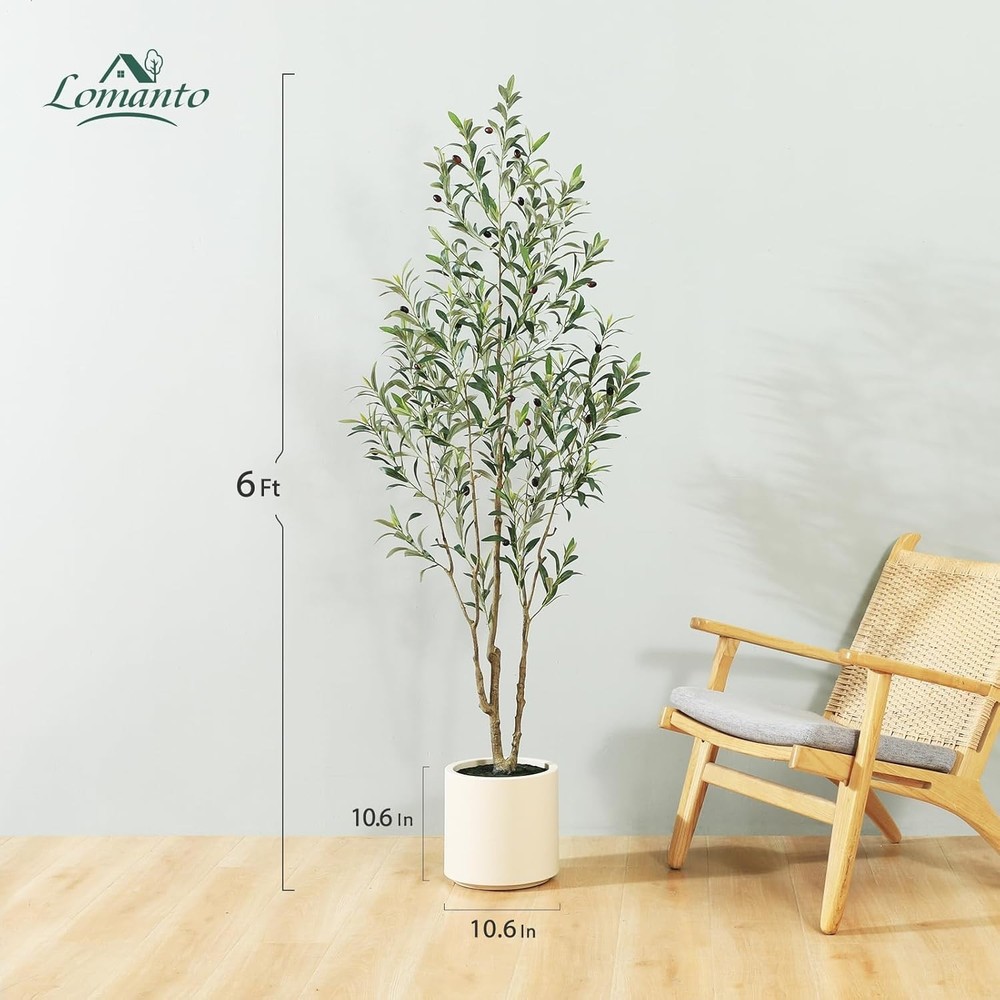 6ft Artificial Olive Tree in White Planter